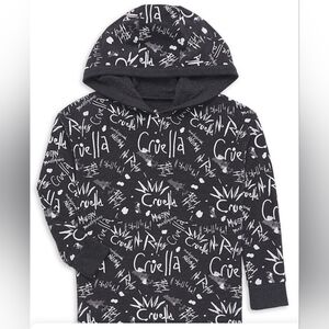 Disney x Chaser Cruella de Vil Black Pullover Hoodie Size 4 Long Sleeve NwT